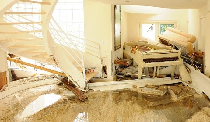 Water damage in a residential home.