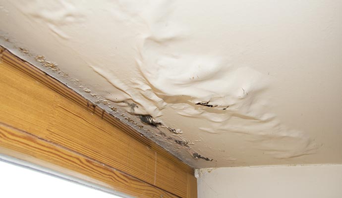 water damage roof leak repair