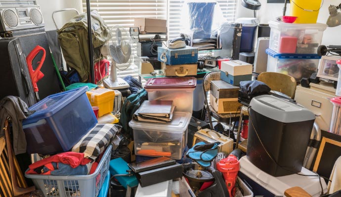 Unorganized hoarding in room area