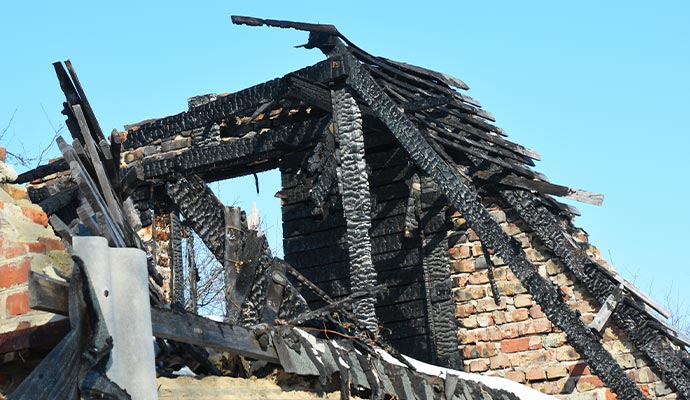 brick house roof structural fire damage