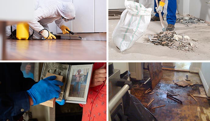 Collage of disinfecting service post construction cleaning content cleaning and biohazard cleaning Collage of disinfecting service post construction cleaning content cleaning and biohazard cleaning