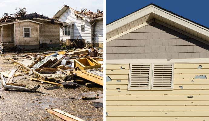Collage of hurricane and hail damage