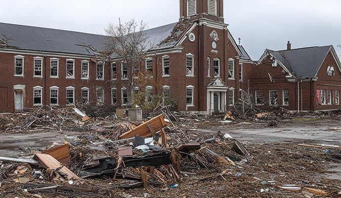 A building damaged by storm 