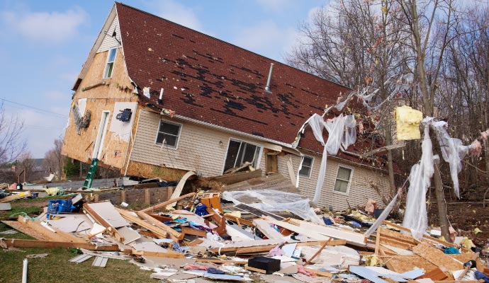 Hurricane damage house