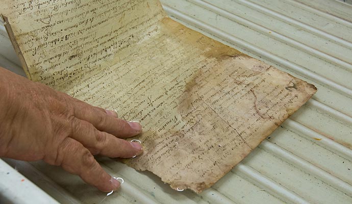 A water damaged document