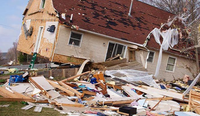 damaged house because of disaster