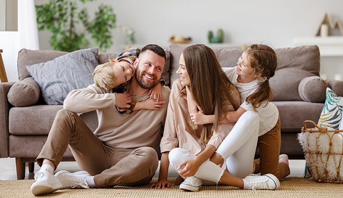 Family enjoying in fresh indoor air