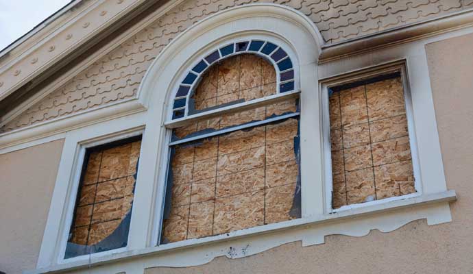 Board up service for a fire damaged property