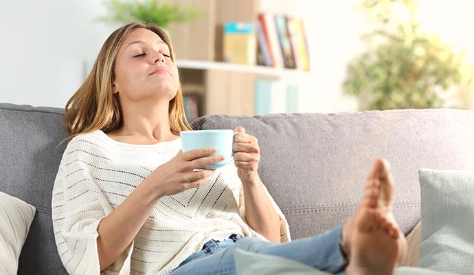 Person relaxing in room