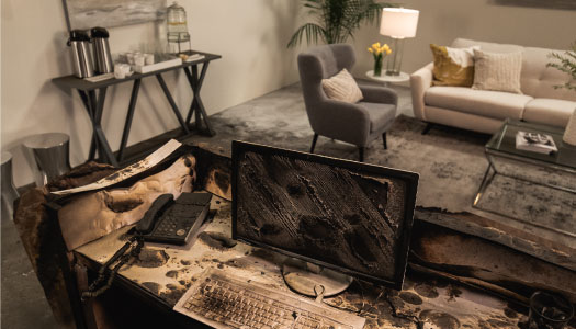 Fire damaged interior