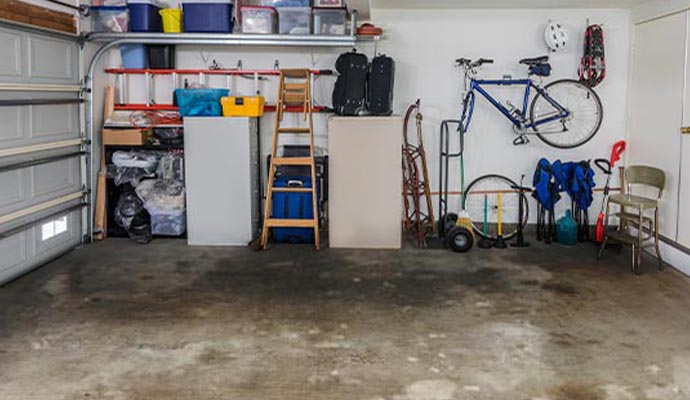Water damage in a garage.