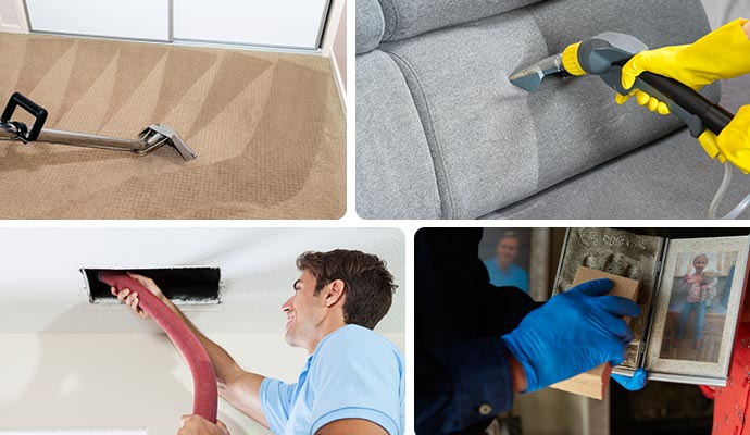 Collage of carpet cleaning upholstery cleaning duct cleaning and content cleaning Collage of carpet cleaning upholstery cleaning duct cleaning and content cleaning