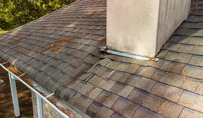 Roof damaged by water leak