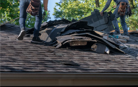Expert replacing roof