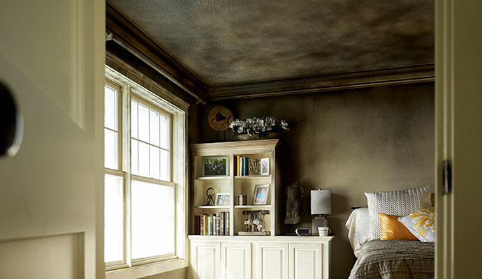 Smoke damaged room