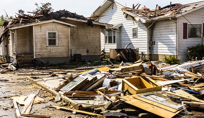 damaged house because of storm