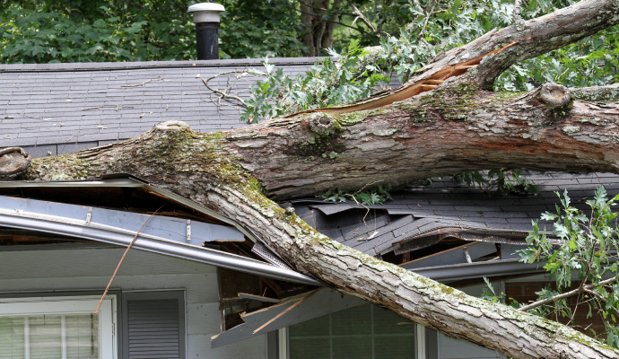 A storm damaged house