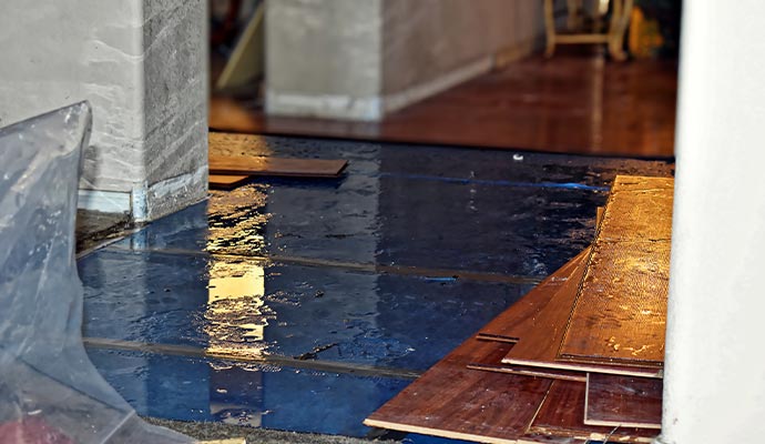 Floor water damage restoration