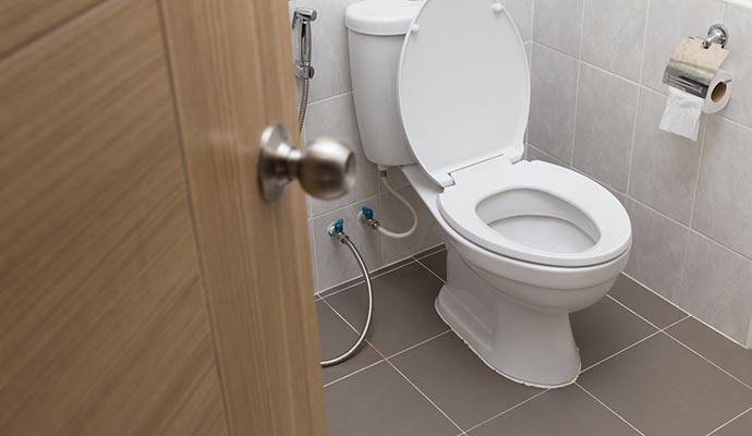 Installed clean toilet Installed clean toilet