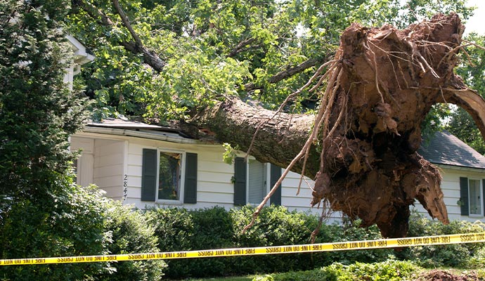 A tree fell on the house.